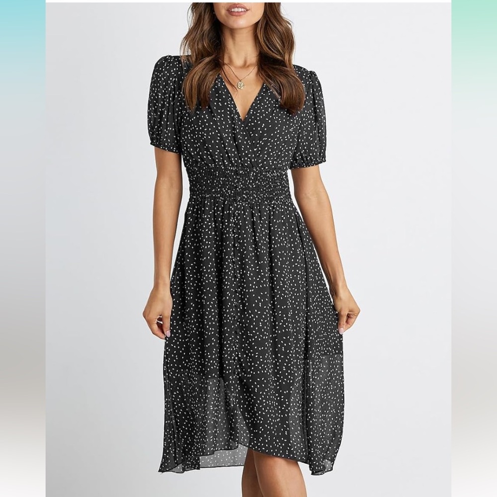 NTW Chiffon polkadot Flowy Vacation modest Dress  Summer Floral Dress